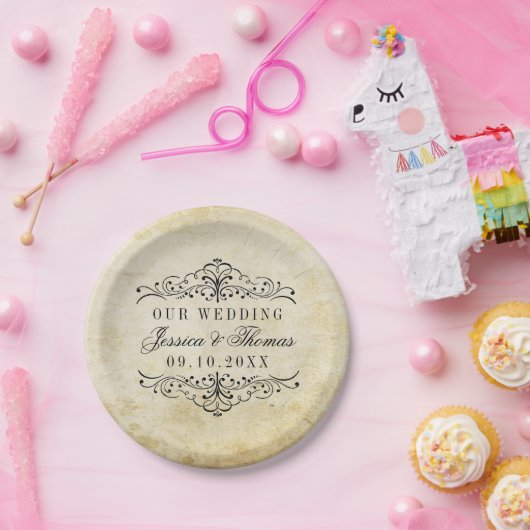 Die Verzierte, Geblüht Hochzeitskollektion des Jah Pappteller (Party)