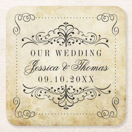 Die Verzierte, Geblüht Hochzeitskollektion des Jah Rechteckiger Pappuntersetzer (Vorderseite)