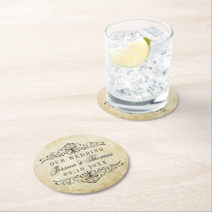 Die Verzierte, Geblüht Hochzeitskollektion des Jah Runder Pappuntersetzer