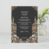 Die Verzierte Retro-arabisch-exotisch-fette Damask Einladung (Stehend Vorderseite)