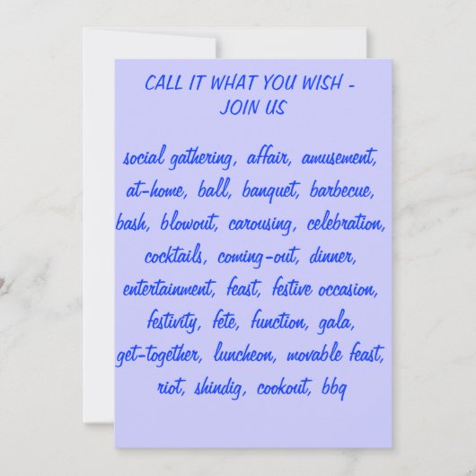 DIE VIELEN DEFINITIONEN EINER GESAMTEN INVITATION EINLADUNG (Vorderseite)