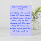 DIE VIELEN DEFINITIONEN EINER GESAMTEN INVITATION EINLADUNG (Stehend Vorderseite)