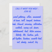 DIE VIELEN DEFINITIONEN EINER GESAMTEN INVITATION EINLADUNG (Vorne/Hinten)