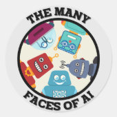 Die vielen Gesichter der KI (Künstliche Intelligen Runder Aufkleber (Vorderseite)