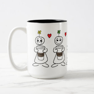 Die vielen Gesichter des Kaffees Zweifarbige Tasse