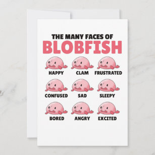 Die vielen Gesichter von Blobfish lustigen Emotion Einladung