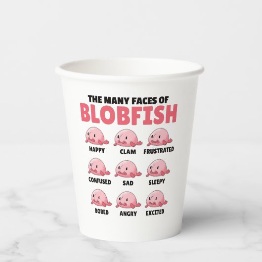 Die vielen Gesichter von Blobfish lustigen Emotion Pappbecher (Vorderseite)