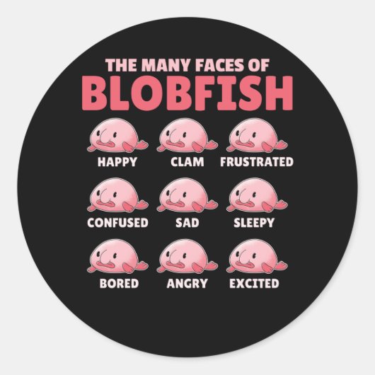 Die vielen Gesichter von Blobfish lustigen Emotion Runder Aufkleber (Vorderseite)