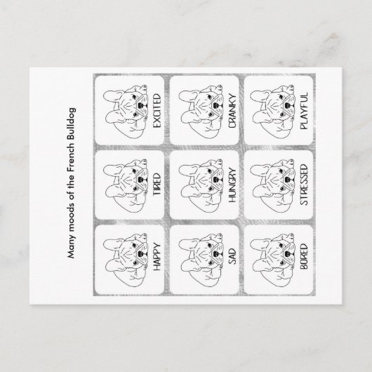 Die vielen Stimmungen eines französischen Bulldogg Postkarte (Vorderseite)