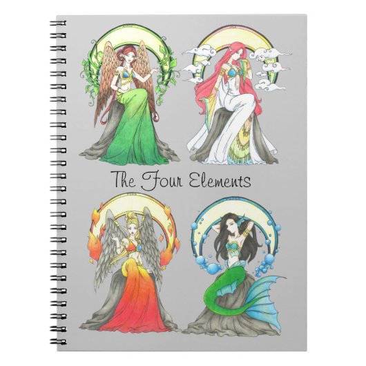 Die vier Elemente - Notizbuch Notizblock (Vorderseite)