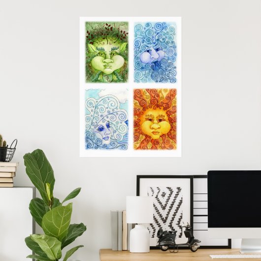 Die vier Elemente Print Poster (Heimbüro)