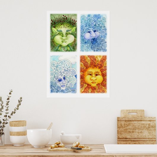 Die vier Elemente Print Poster (Küche)