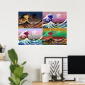 Die vier großen Wellen von Kanagawa Poster (Heimbüro)