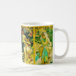 Die vier Jahreszeiten ~ Alphonse Mucha Kaffeetasse