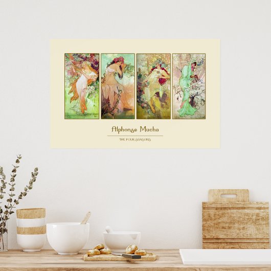 Die vier Jahreszeiten, Alphonse Mucha Poster (Küche)