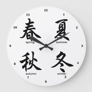 Die vier Jahreszeiten, das japanische Kanji Große Wanduhr
