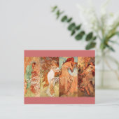 Die vier Jahreszeiten - Jugendstil Postkarte (Stehend Vorderseite)