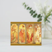 Die vier Jahreszeiten - Jugendstil Postkarte (Stehend Vorderseite)