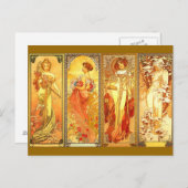 Die vier Jahreszeiten - Jugendstil Postkarte (Vorne/Hinten)