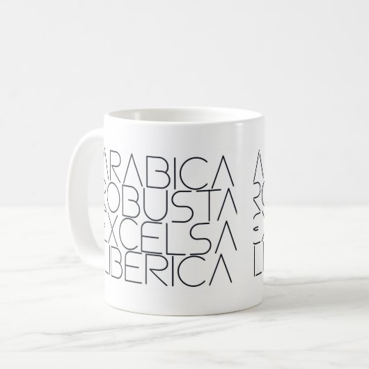 Die vier Kaffeesorten Kaffeetasse (Vorderseite Links)