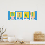 Die vier Kakteen. Einfache moderne Kunst. zeichnen Poster (Küche)