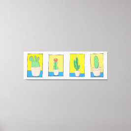Die vier Kakteen. Einfache, moderne Kunstzeichnung Leinwanddruck