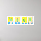 Die vier Kakteen. Einfache, moderne Kunstzeichnung Leinwanddruck (Vorderseite)