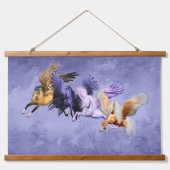 Die vier Pegasi-fliegenden Pferde Pegasus-Hengste Wandteppich Mit Holzrahmen (Vorne)