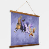 Die vier Pegasi-fliegenden Pferde Pegasus-Hengste Wandteppich Mit Holzrahmen (Gewinkelt)