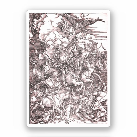 Die vier Pferde der Apokalypse (Dürer, 1498) Aufkleber (Vorderseite)