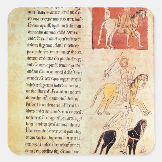 Die vier Pferde der Apokalypse Quadratischer Aufkleber (Vorderseite)