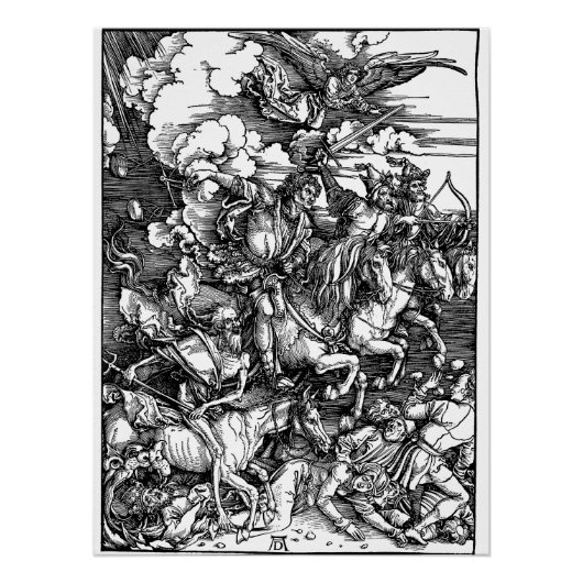 Die vier Pferde (Durer 1511) Poster (Vorderseite)