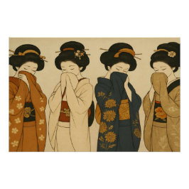 Die Vier Schüchternen Geishas - Japan Schönheiten Poster