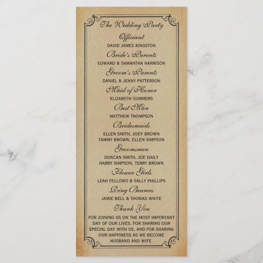 Die Viktorianische Steampunk-Hochzeitssammlung Programm (Rückseite)