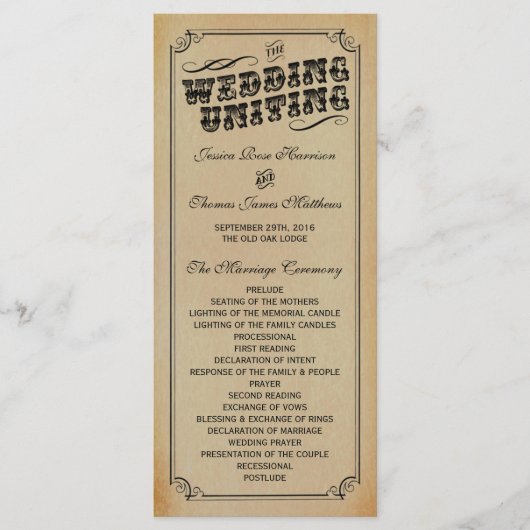 Die Viktorianische Steampunk-Hochzeitssammlung Programm (Vorderseite)