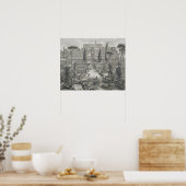 Die Villa d'Este in Tivoli (Gravur) Poster (Küche)