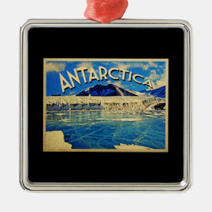 Die Vintage Antarktis Südpol Silbernes Ornament