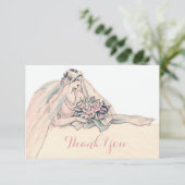 Die Vintage Chic Edwardian Prallplatten-Braut Dankeskarte (Stehend Vorderseite)