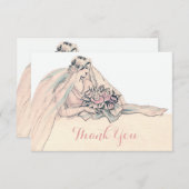 Die Vintage Chic Edwardian Prallplatten-Braut Dankeskarte (Vorne/Hinten)