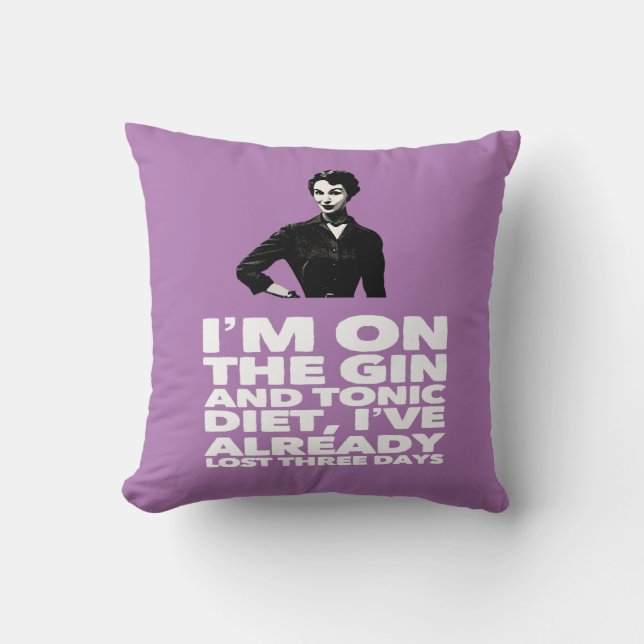 Die Vintage Dame Gin und Tonic Diet Kissen (Vorderseite)