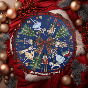 Die Vintage Farbe des Nutcracker Weihnachtsballons Rundes Kissen