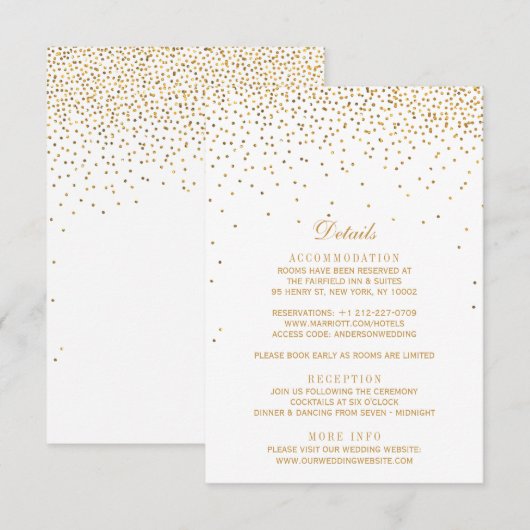 Die Vintage Glam Gold Confetti Wedding Collection Begleitkarte (Vorne/Hinten)