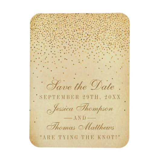 Die Vintage Glam Gold Confetti Wedding Collection Magnet (Vertikal)