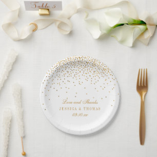 Die Vintage Glam Gold Confetti Wedding Collection Pappteller