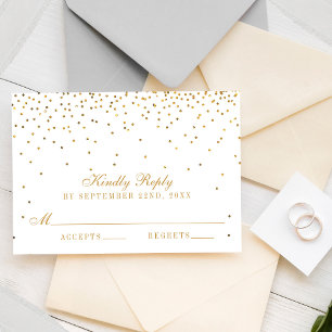 Die Vintage Glam Gold Confetti Wedding Collection RSVP Karte