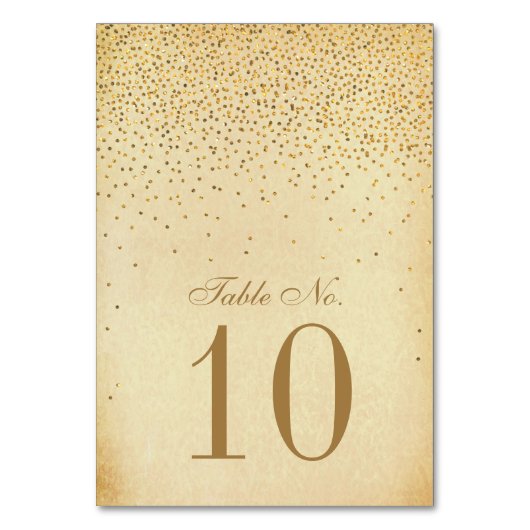 Die Vintage Glam Gold Confetti Wedding Collection Tischnummer (Vorderseite)