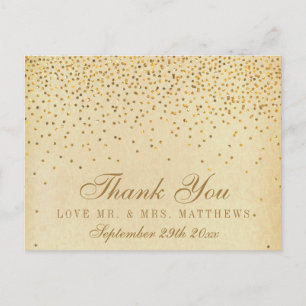 Die Vintage-Glam-Gold-Konfetti-Hochzeitskollektion Postkarte