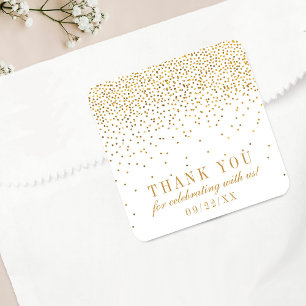 Die Vintage Glam Gold Konfetti Hochzeitskollektion Quadratischer Aufkleber