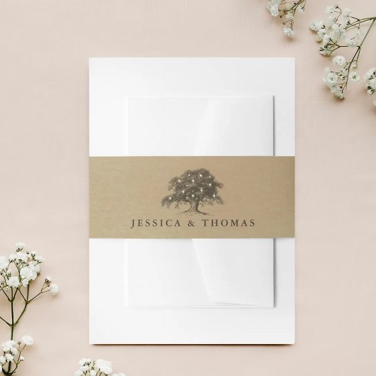 Die Vintage Hochzeitskollektion aus Eichenholz Einladungsbanderole