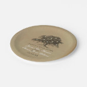 Die Vintage Hochzeitskollektion aus Eichenholz Pappteller (Schrägansicht)